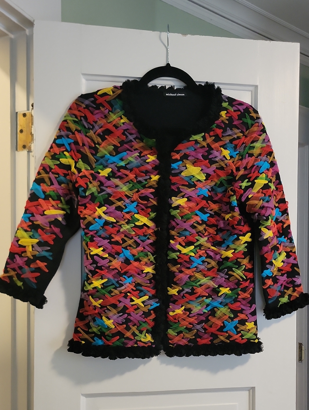 Michael Simon Vibrant Rainbow Multicolor Tulle Cardigan - S